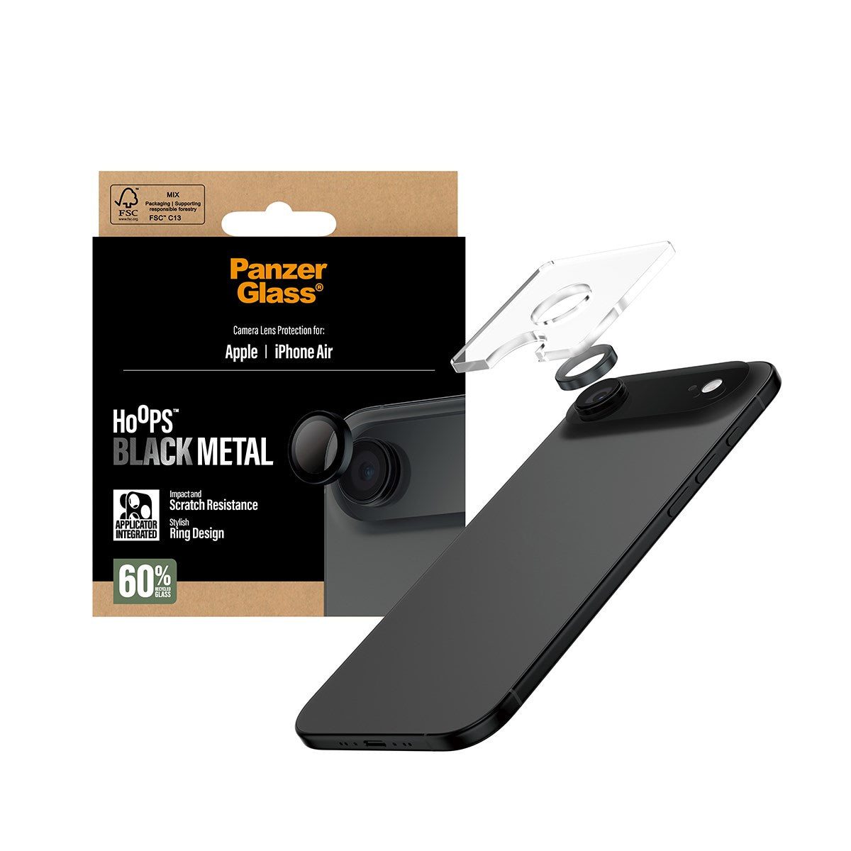 PanzerGlass® Hoops® Kameralinsebeskytter Sort iPhone Air